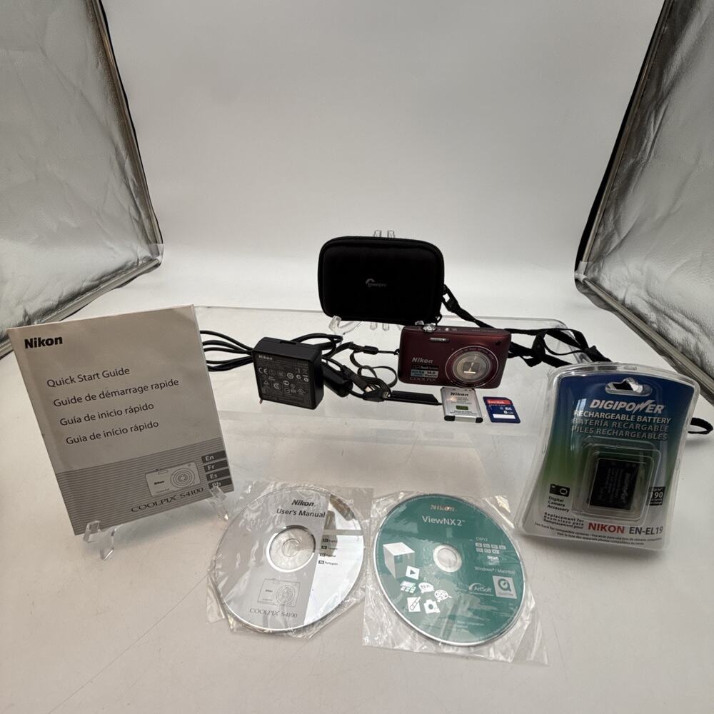 Nikon Coolpix S4100 Digital Camera Plum Purple Untested /4 Parts Lense Error-Vid